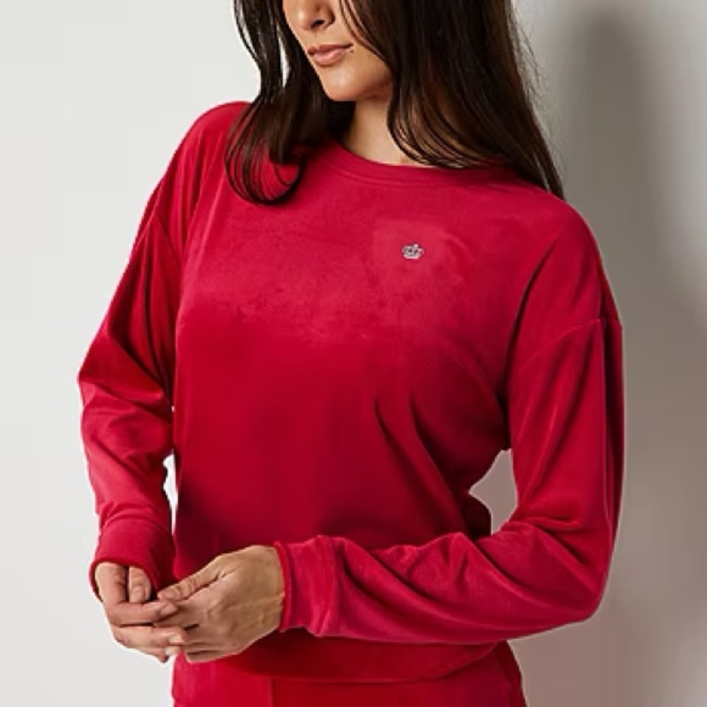 NWT, Juicy Couture soft red velour pullover - bright, cozy, & warm